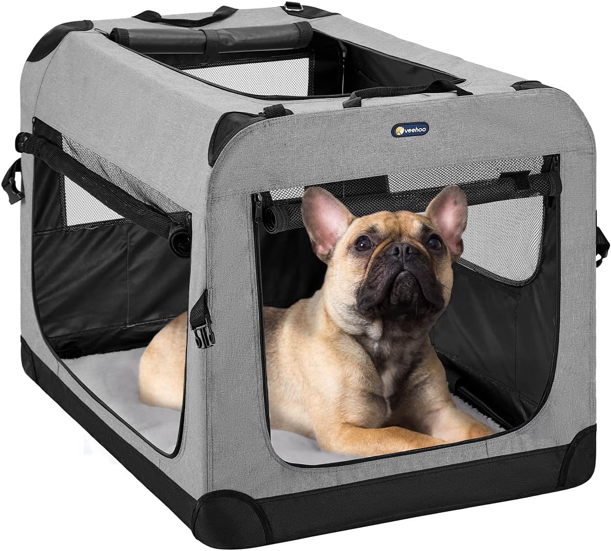 Veehoo Folding Soft Dog Crate for Easy Travel and Comfort