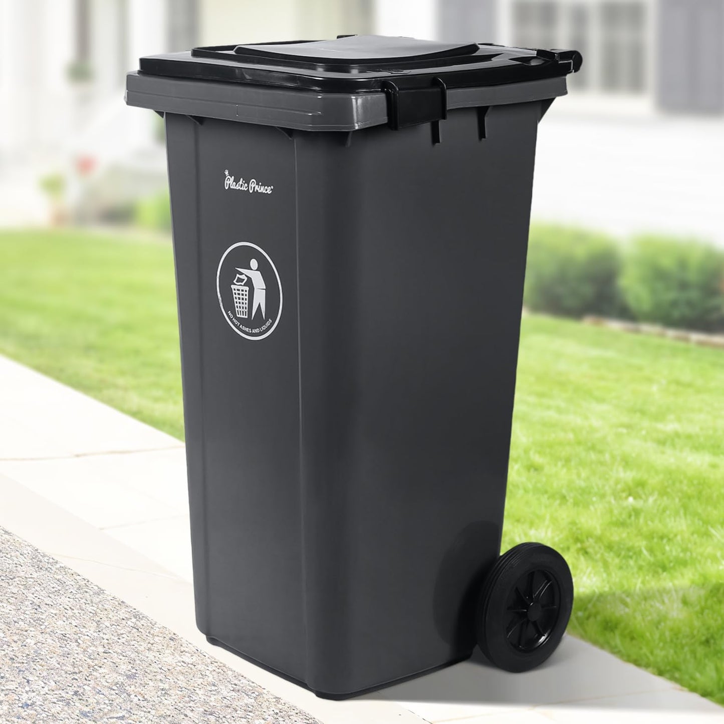 32 Gallon Trash Can with Wheels by PLASTIC PRINCE for Easy Use