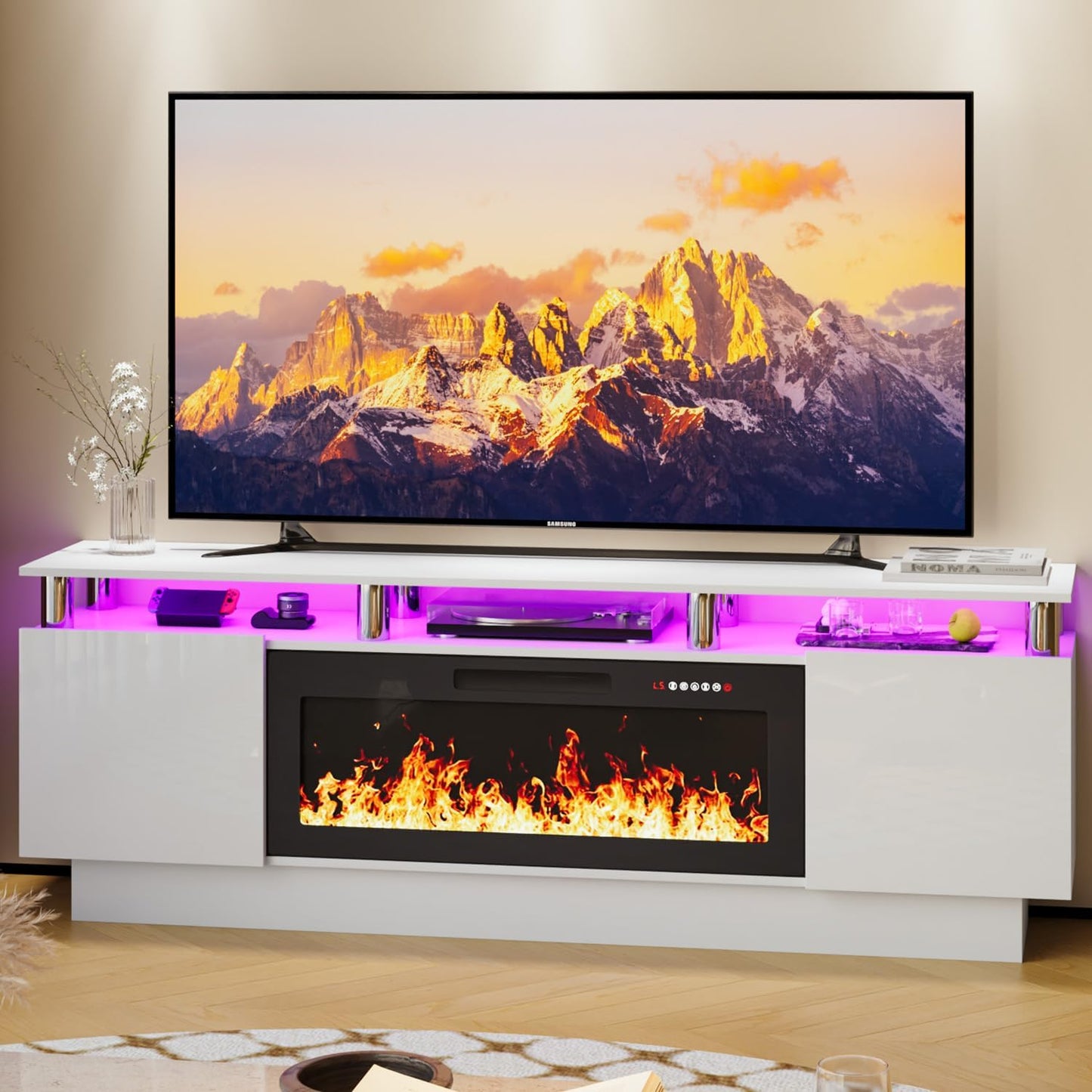 LEMBERI 70 Electric Fireplace TV Stand
