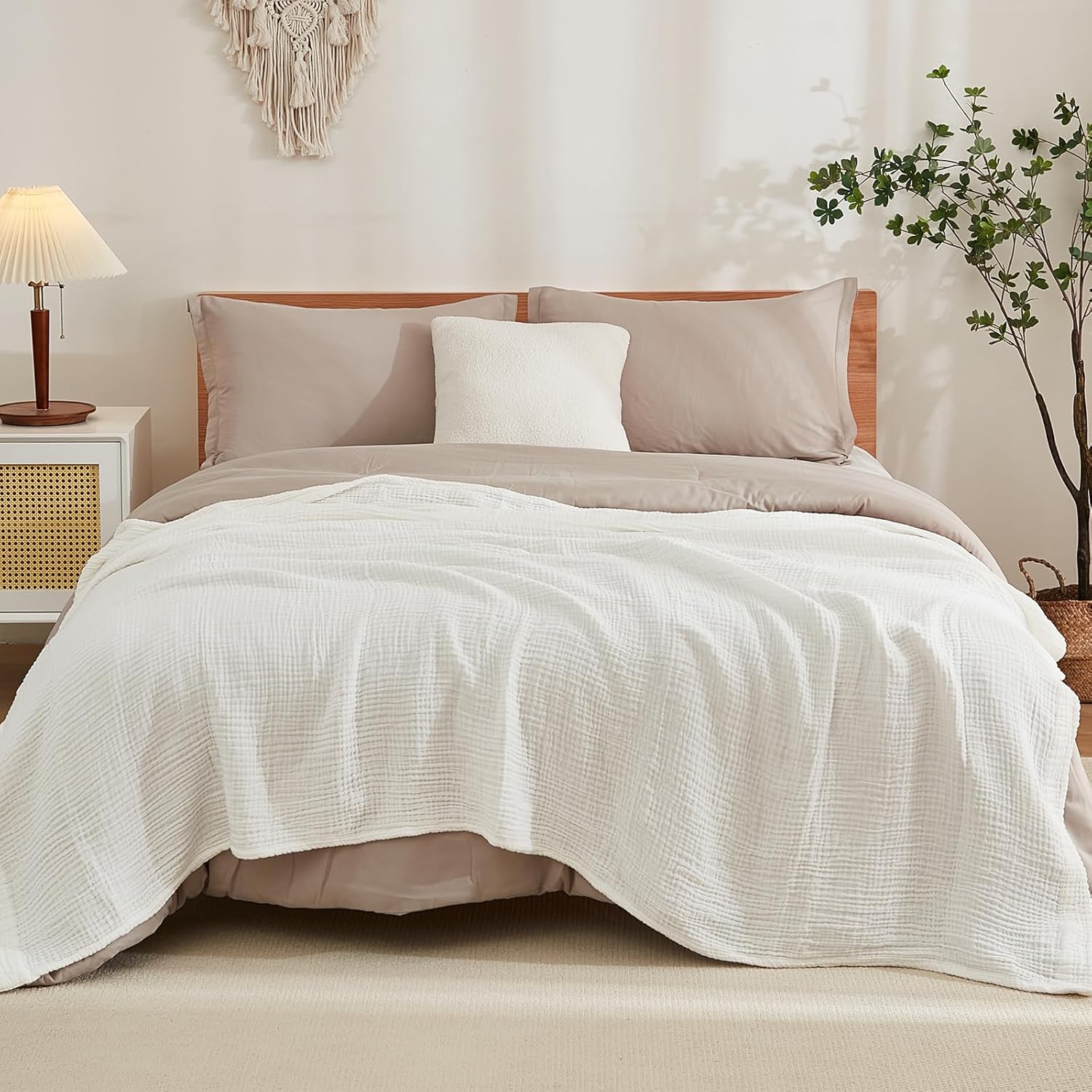 EMME Cotton Blanket King Size Soft Muslin Lightweight All Season