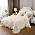 YUSOKI Cream White King Faux Fur Blanket - Large Soft Warm Throw