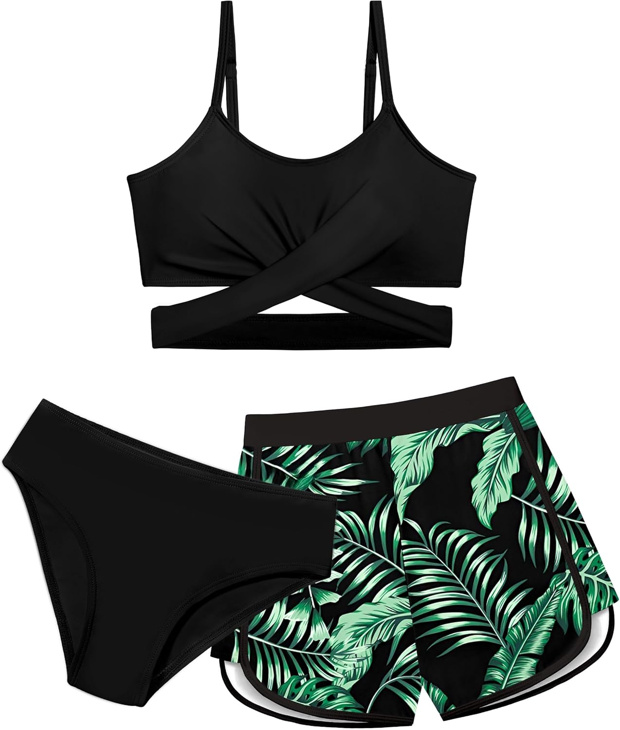 Girls Swimsuit 3 Piece Bathing Suit Set for Ages 7-16T