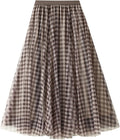 Dirholl A-Line Fairy Patterned Elastic Waist Ruffle Mesh Midi Skirt