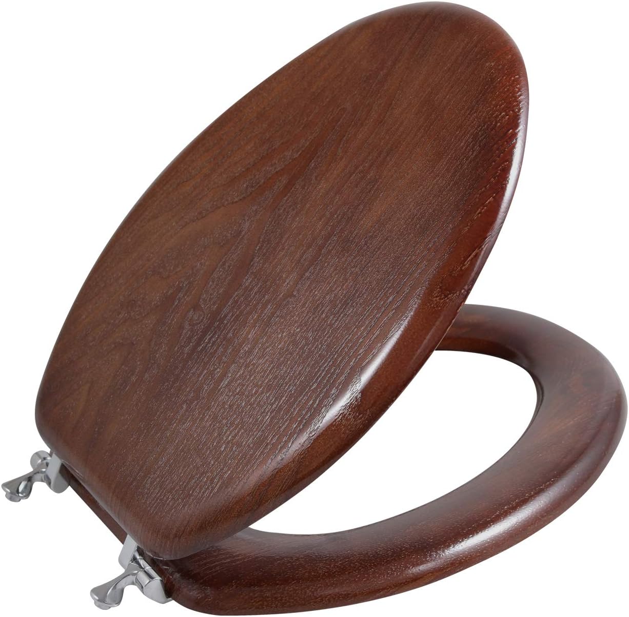 Angel Shield Durable Wood Veneer Toilet Seat for Elongated Bowls