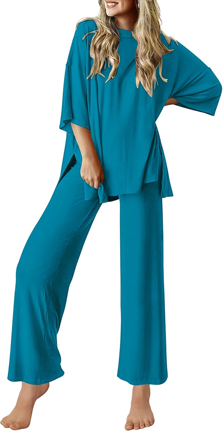 Ekouaer Lounge Sets for Women Soft Comfy Pajamas 2 Piece Set