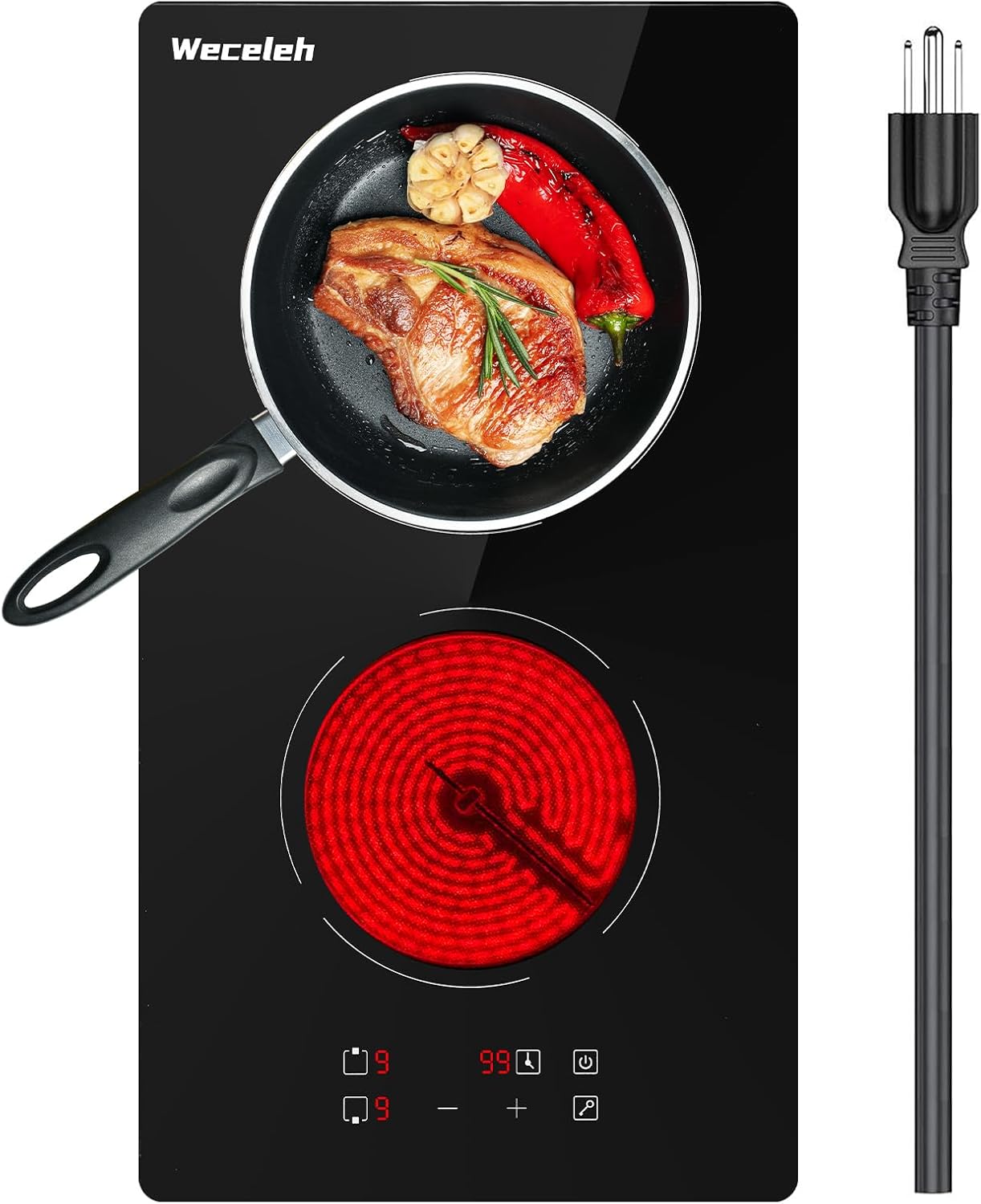 12 inch Electric Cooktop with 2 Burners and Touch Control