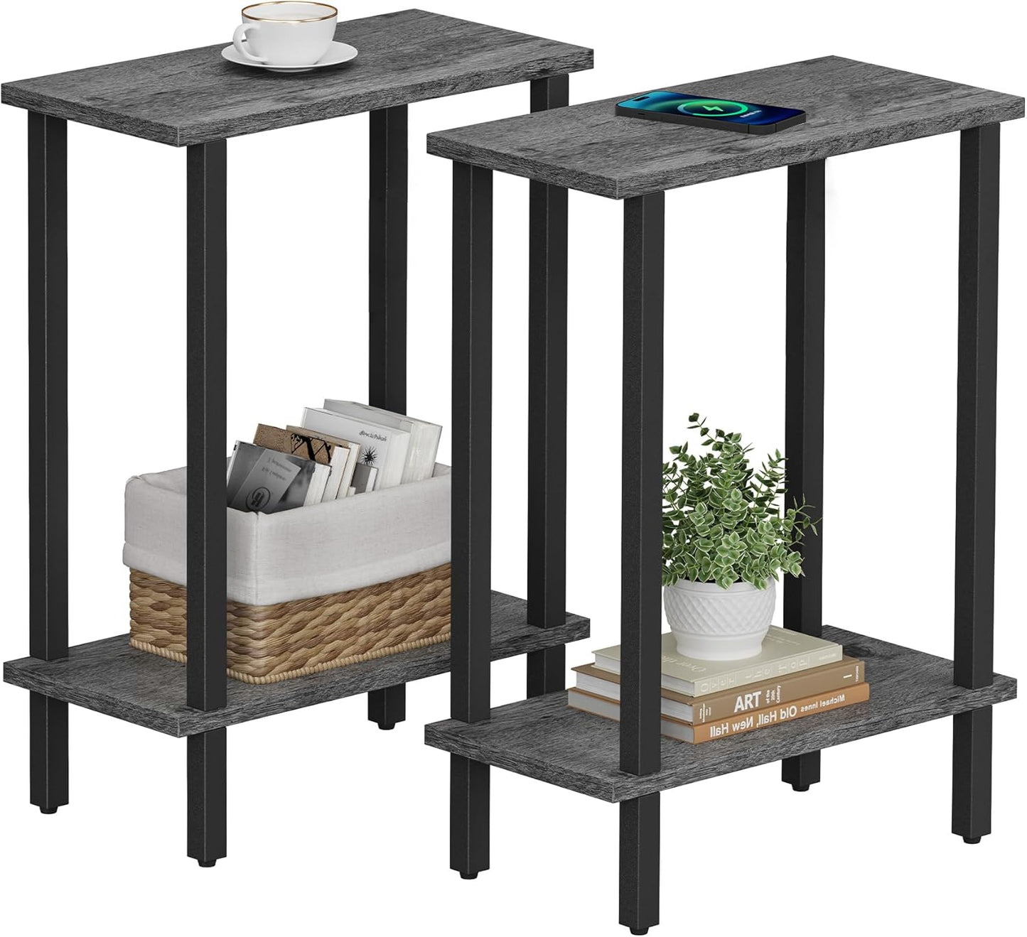 TUTOTAK Small Side Table Set of 2 for Narrow Spaces