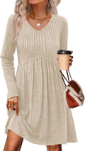 OFEEFAN Fall Fashion Long Sleeve Sweater Dress for Women