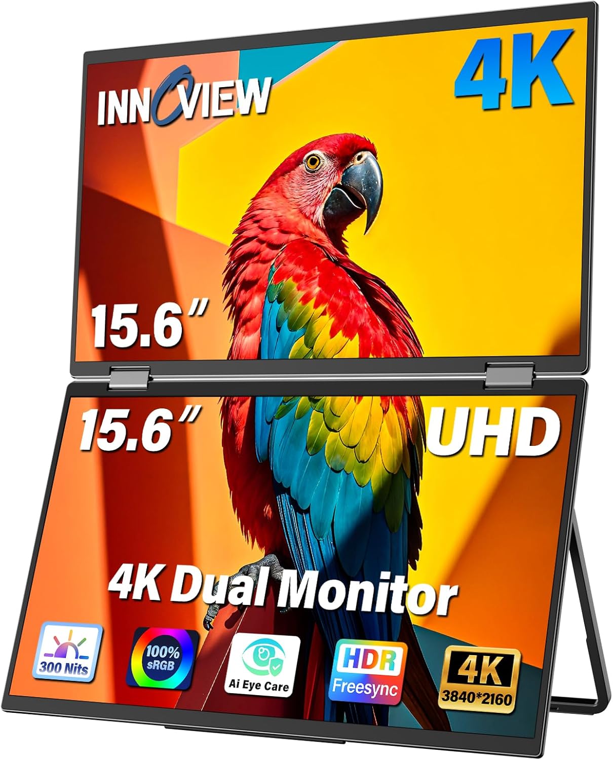 InnoView 15.6 Dual Portable Monitor 4K UHD for Laptop Users