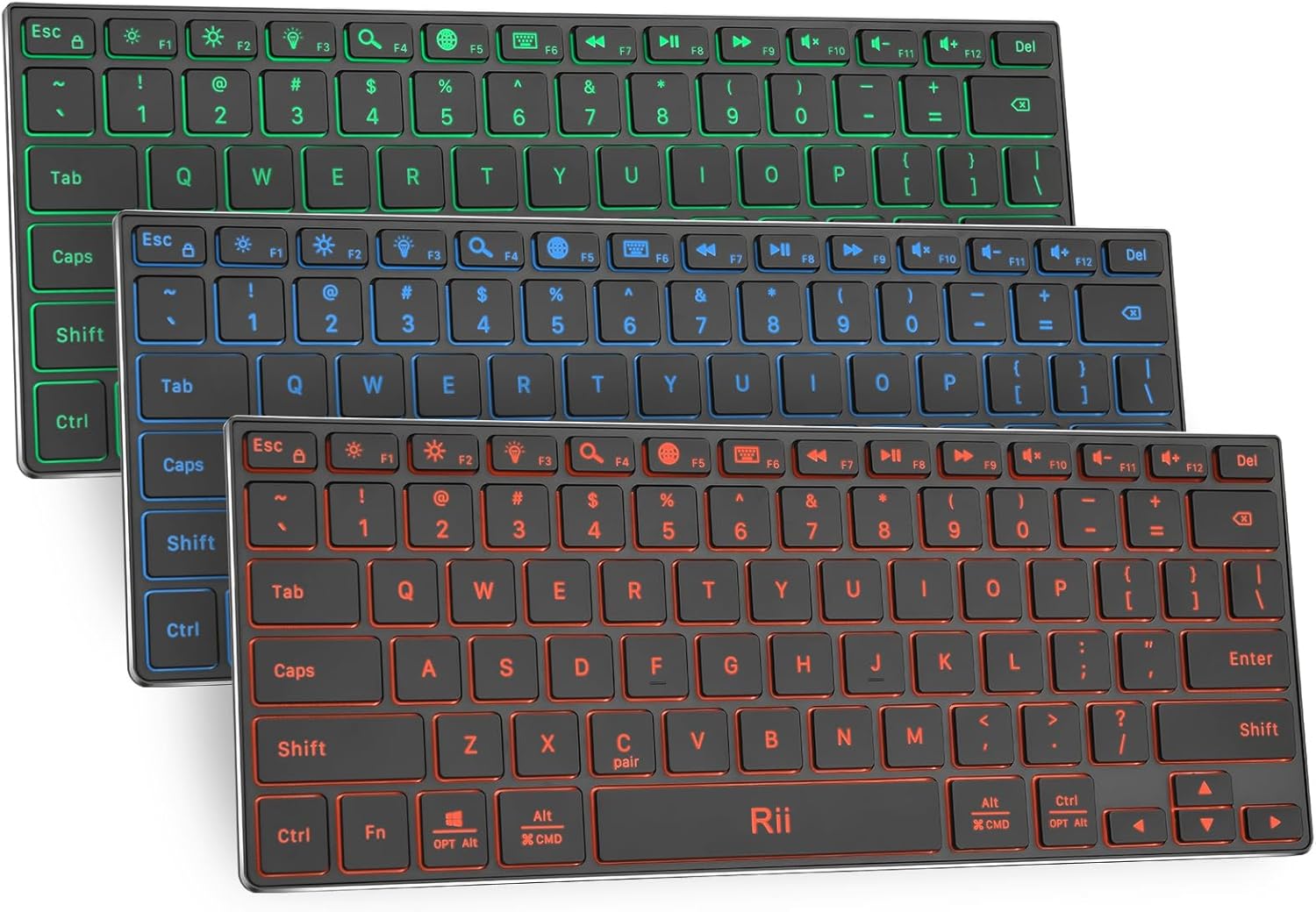 Rii Bluetooth Keyboard X9: RGB Backlit, Rechargeable, Aluminium Case