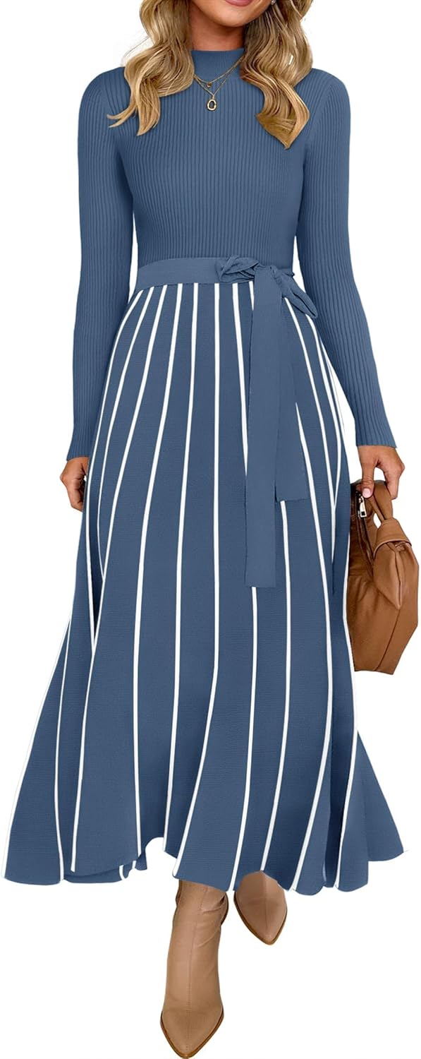 ZESICA Womens Turtleneck Long Sleeve Sweater Dress for Fall