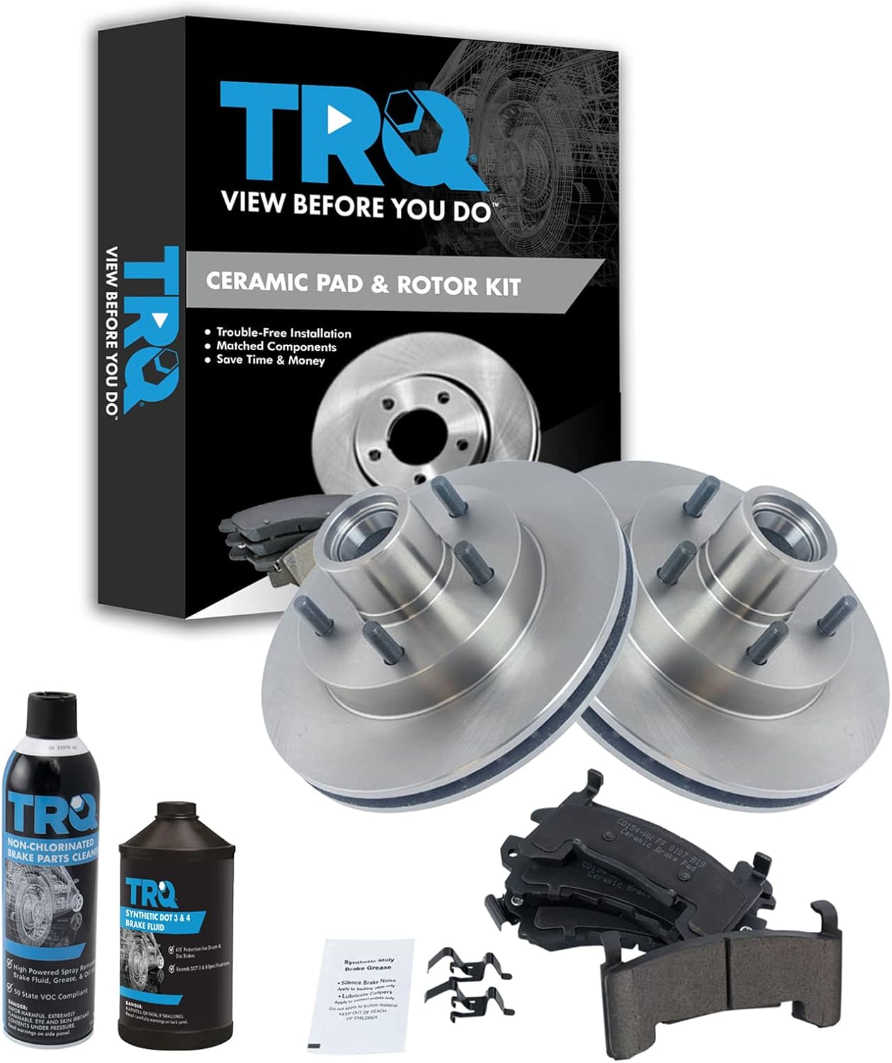 TRQ Front Ceramic Brake Pad Rotor Kit for Blazer S10 Truck
