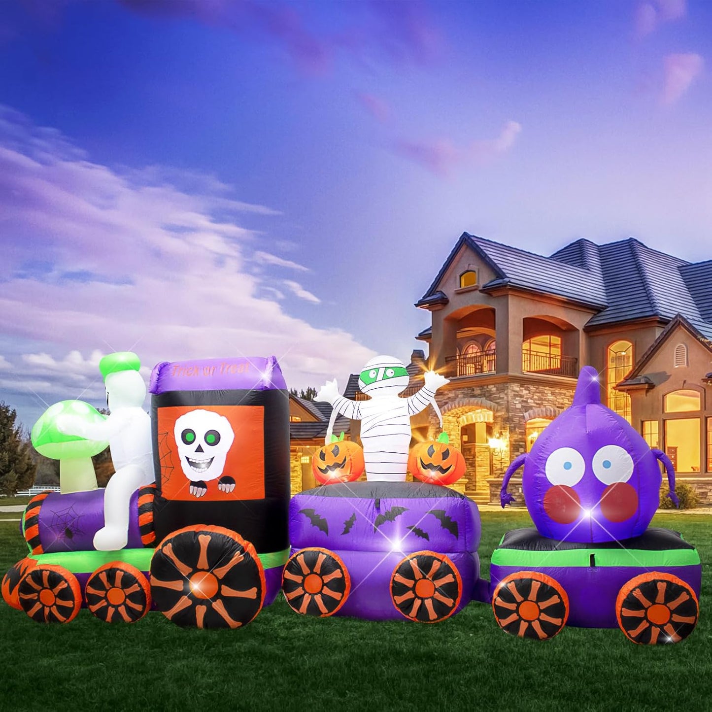 11FT Halloween Inflatables Ghost Train for Spooky Decor Fun