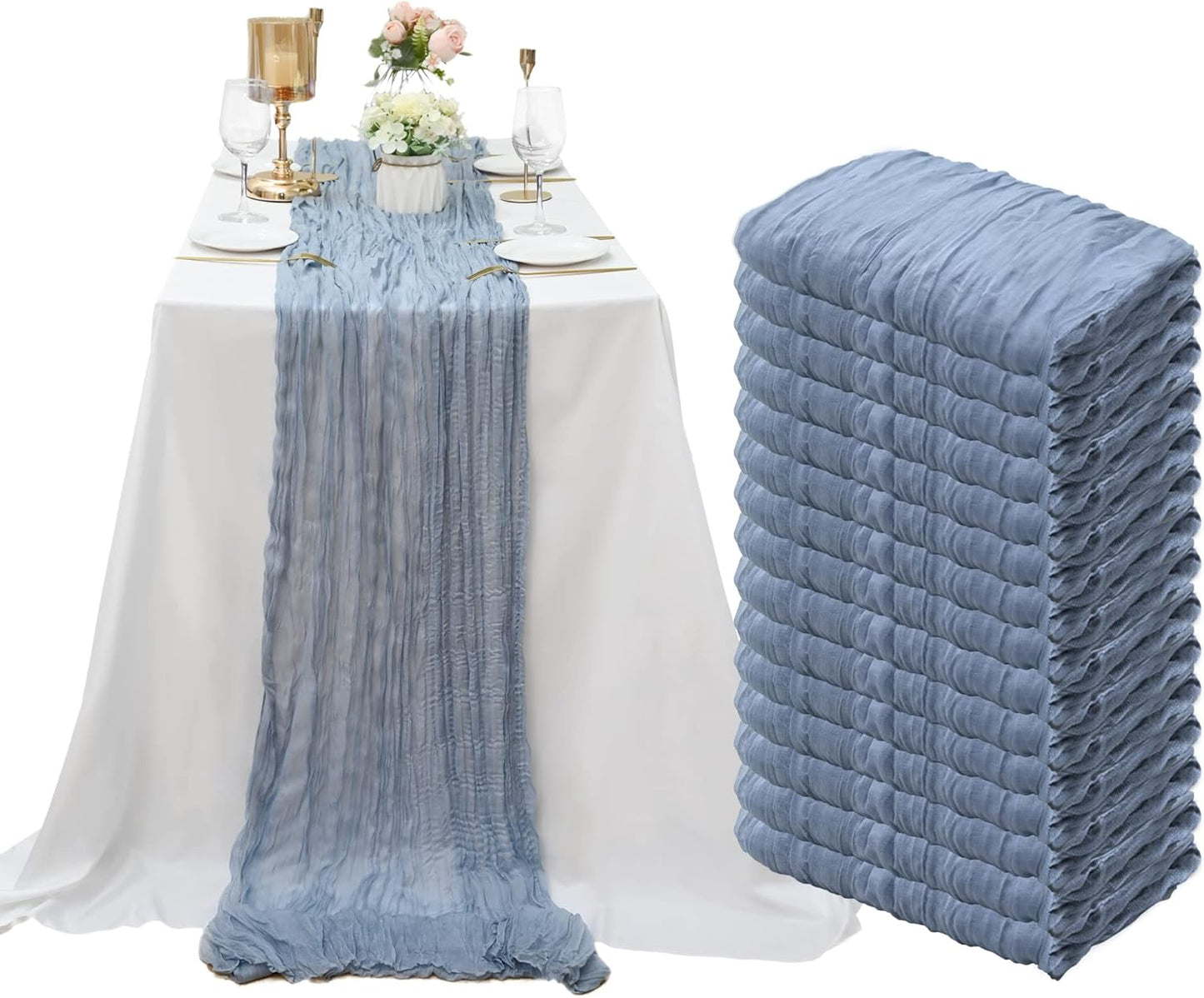 15 Pack Cheesecloth Table Runner for Romantic Boho Decor