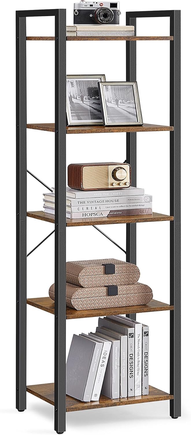 VASAGLE 5-Tier Bookshelf with Steel Frame for Home Office