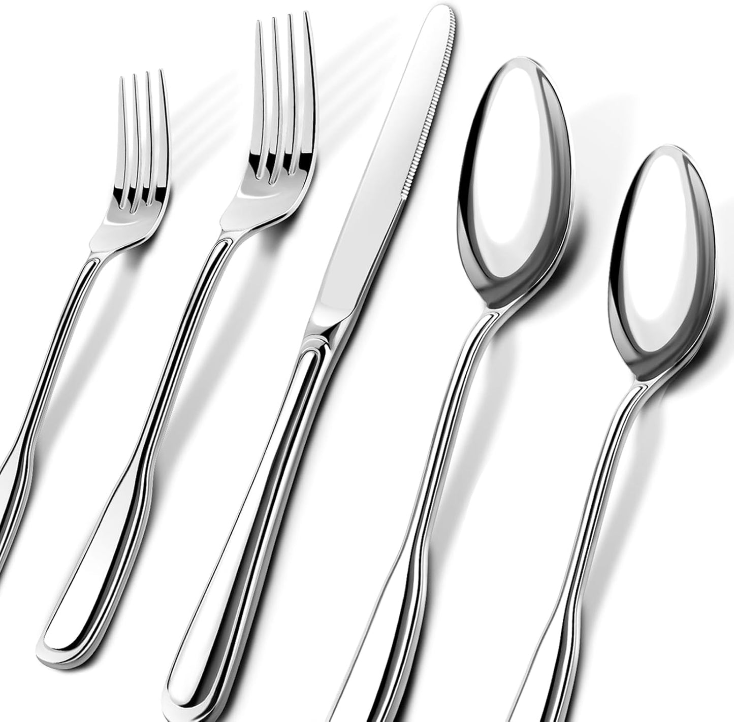 Stainless Steel Silverware Set for 6 with Wide Handles