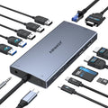 USB C Docking Station Dual Monitor Hub - 15-in-1 Multiport Adapter
