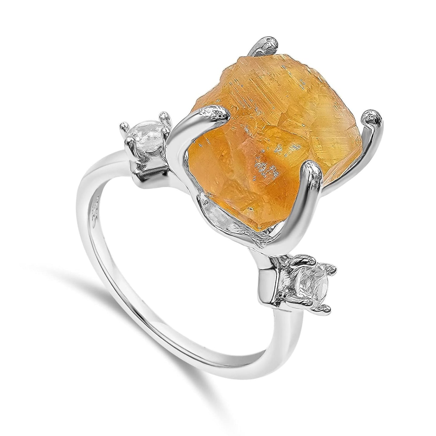 Real Raw Crystal Ring Birthstone Jewelry Gift for Her Unique