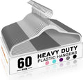 Heavy Duty Plastic Hangers 60 Pack Grey - Slim 0.2in Space Saving