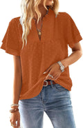 Womens Butterfly Sleeve V Neck Blouse - Flowy Swiss Dot Top Women's