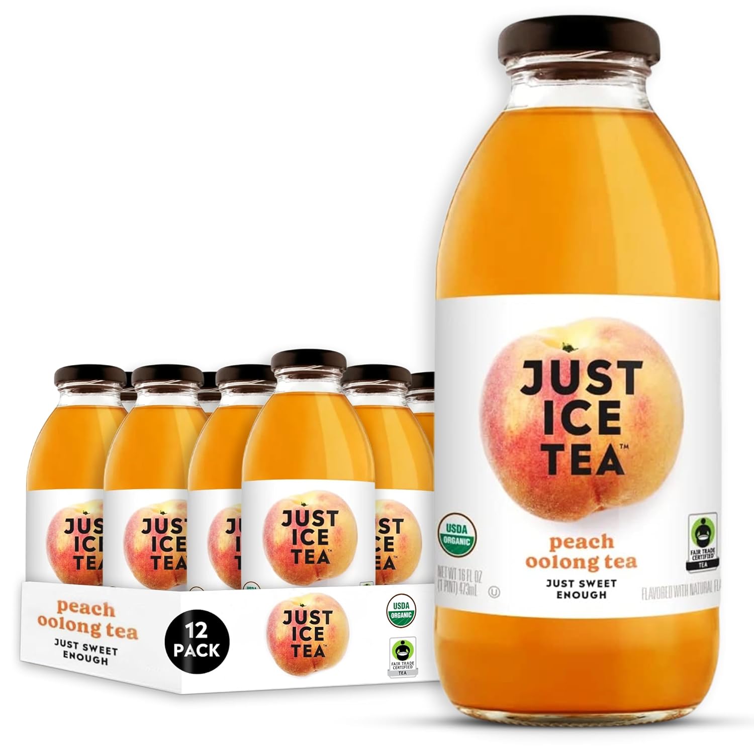 Just Ice Tea Organic Iced Tea Pack of 12 Refreshing Peach Oolong