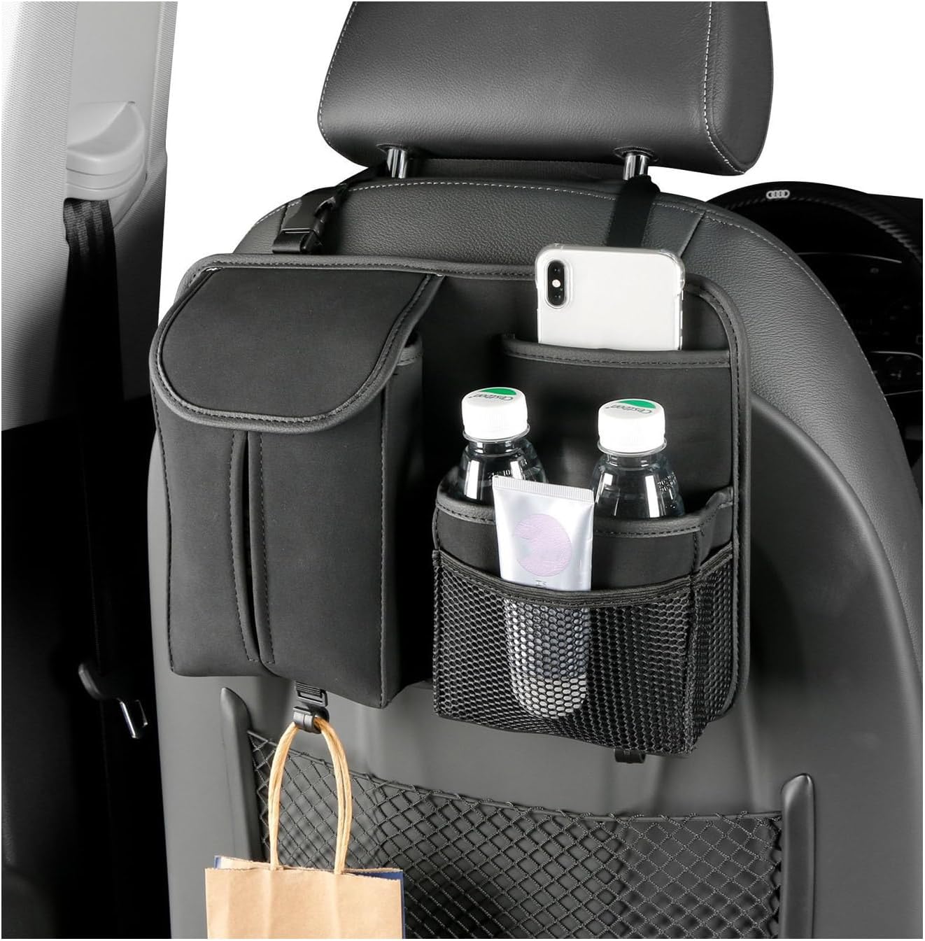 Durable Leather Car Organizer - Keep Essentials Handy!