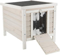 Outdoor Cat House Weatherproof Shelter - Raised Floor & Hinged Roof