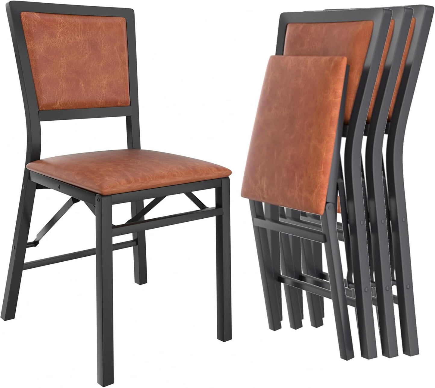 VECELO Folding Chairs Set of 4 - Comfort & Durability!