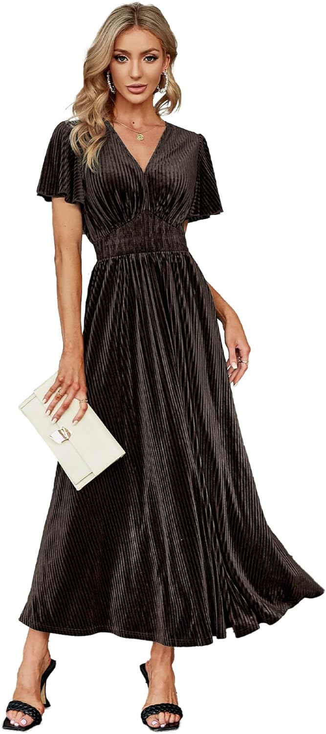 Elegant Velvet Maxi Dress for Women - Perfect for Weddings