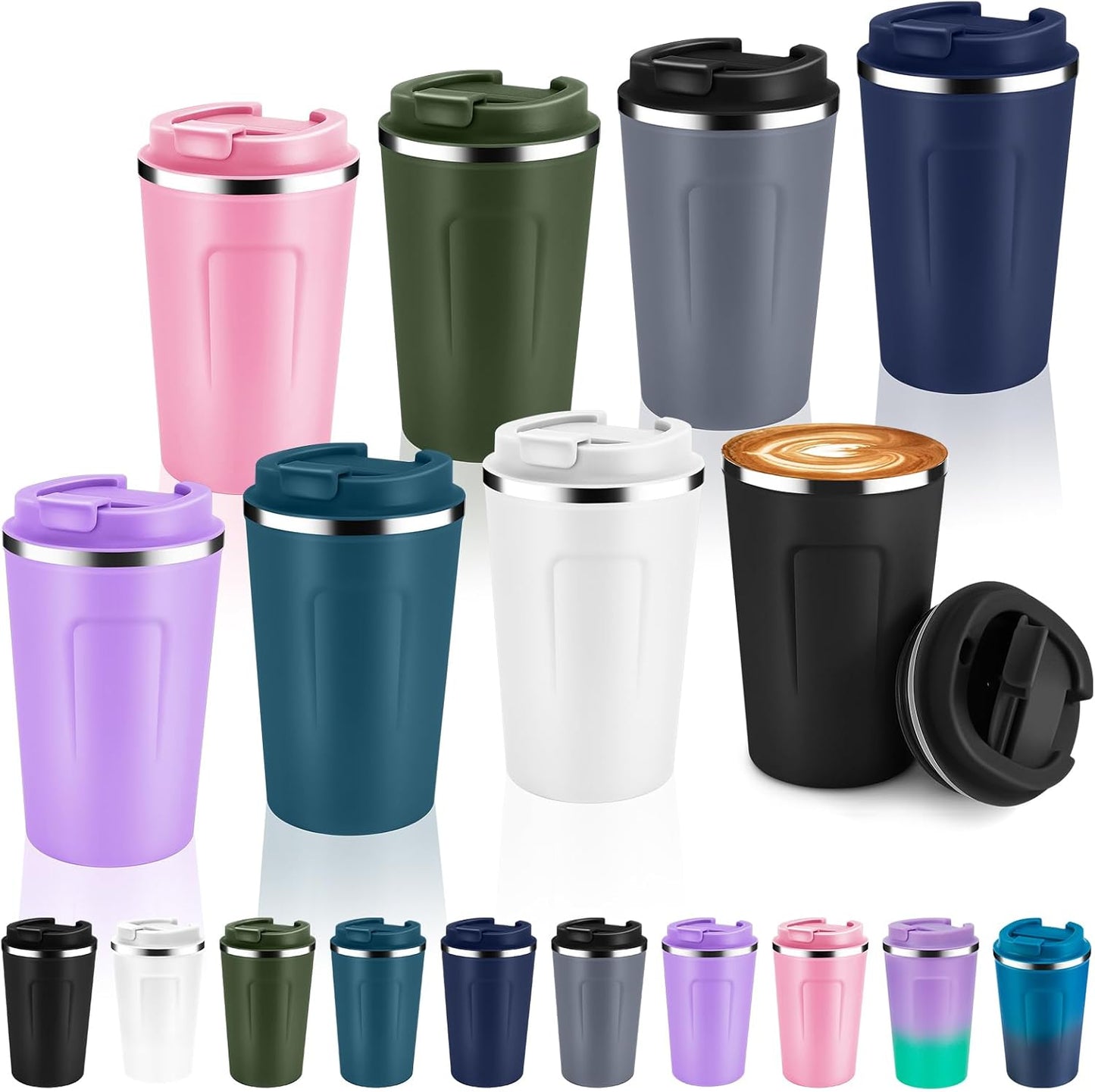 Volhoply 12 oz Double Wall Insulated Travel Coffee Mug Set