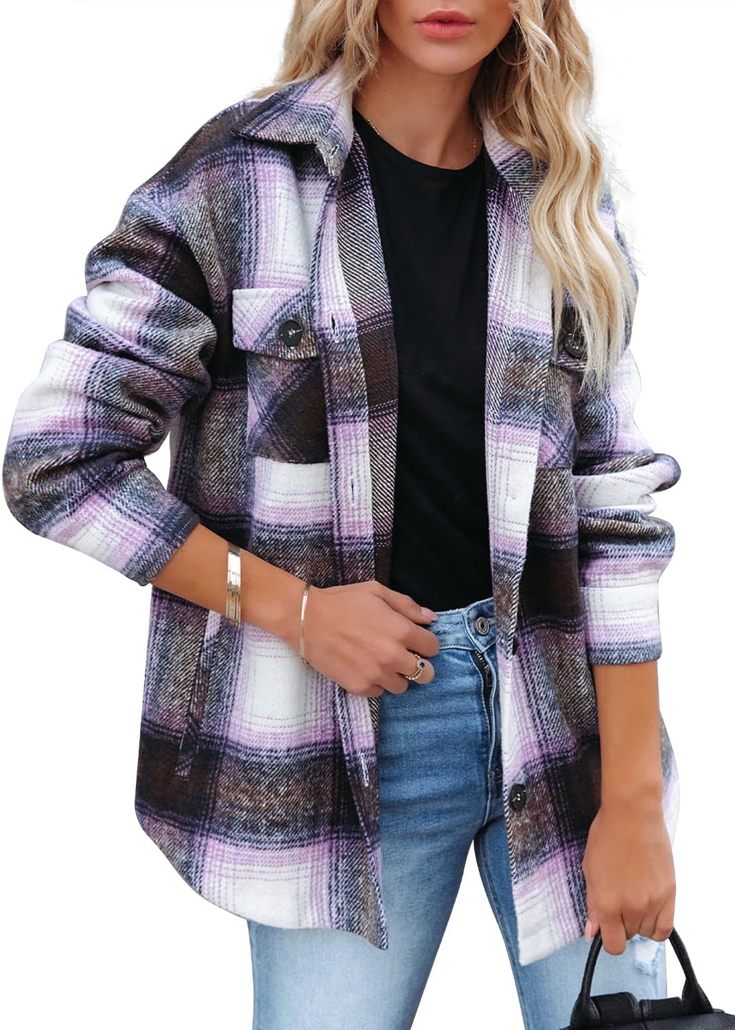 Beaully Women's Flannel Plaid Shacket for Cozy Fall Outfits