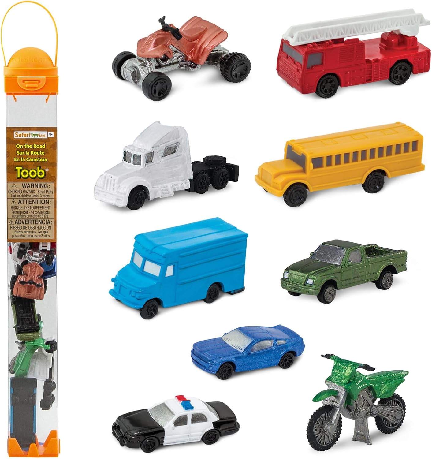 Safari Ltd On the Road TOOB - Educational Toy Set for Kids 3+ - 9 Vehicle Figurines