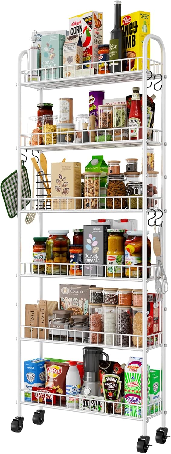 6 Tier Slim Rolling Storage Cart for Efficient Home Organization