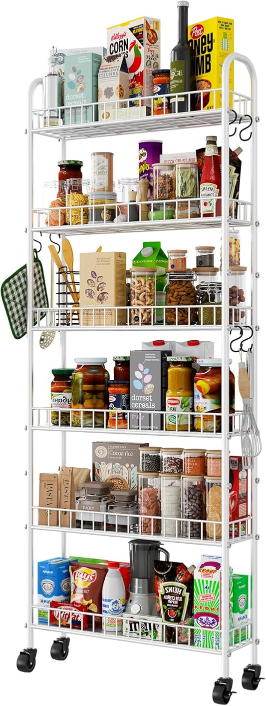 6 Tier Slim Rolling Storage Cart for Efficient Home Organization