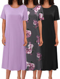 Long Nightgowns for Women 3-Pack - Soft Full Length Nightshirts made