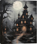 Vintage Dracula's Castle Canvas Art 20x30in - Moonlit Halloween Print
