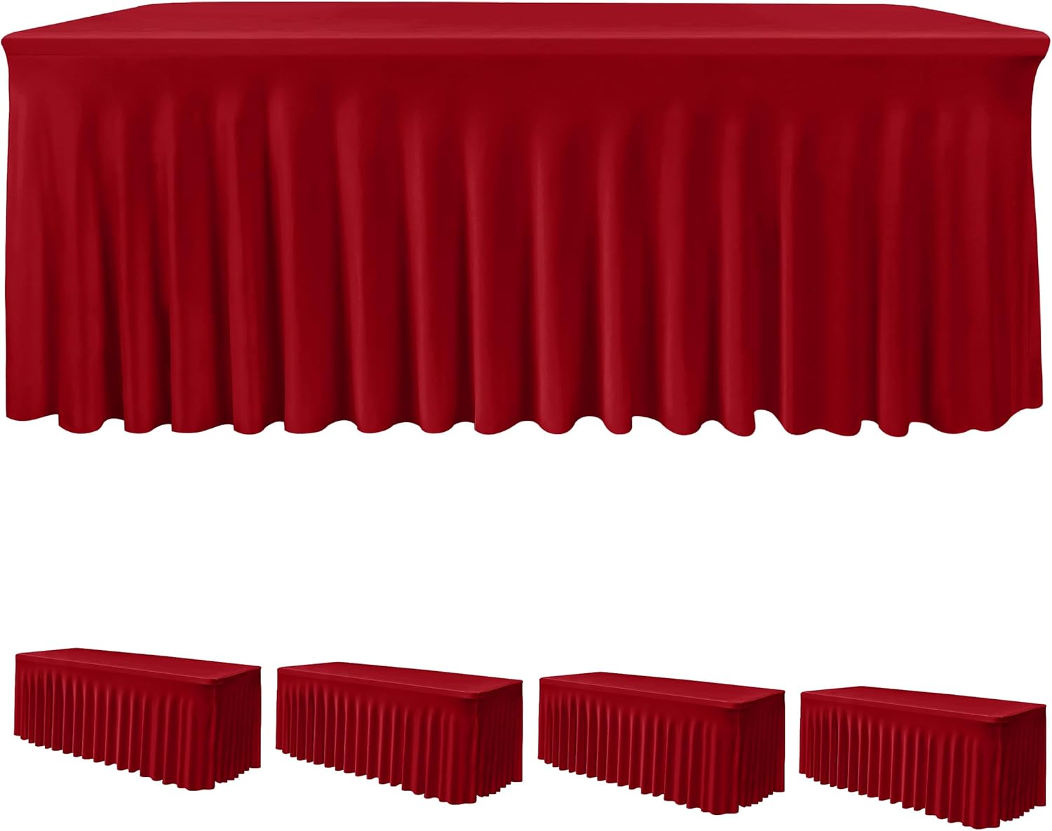 Red Fitted Stretch Table Skirts for Christmas Events 30x72 in