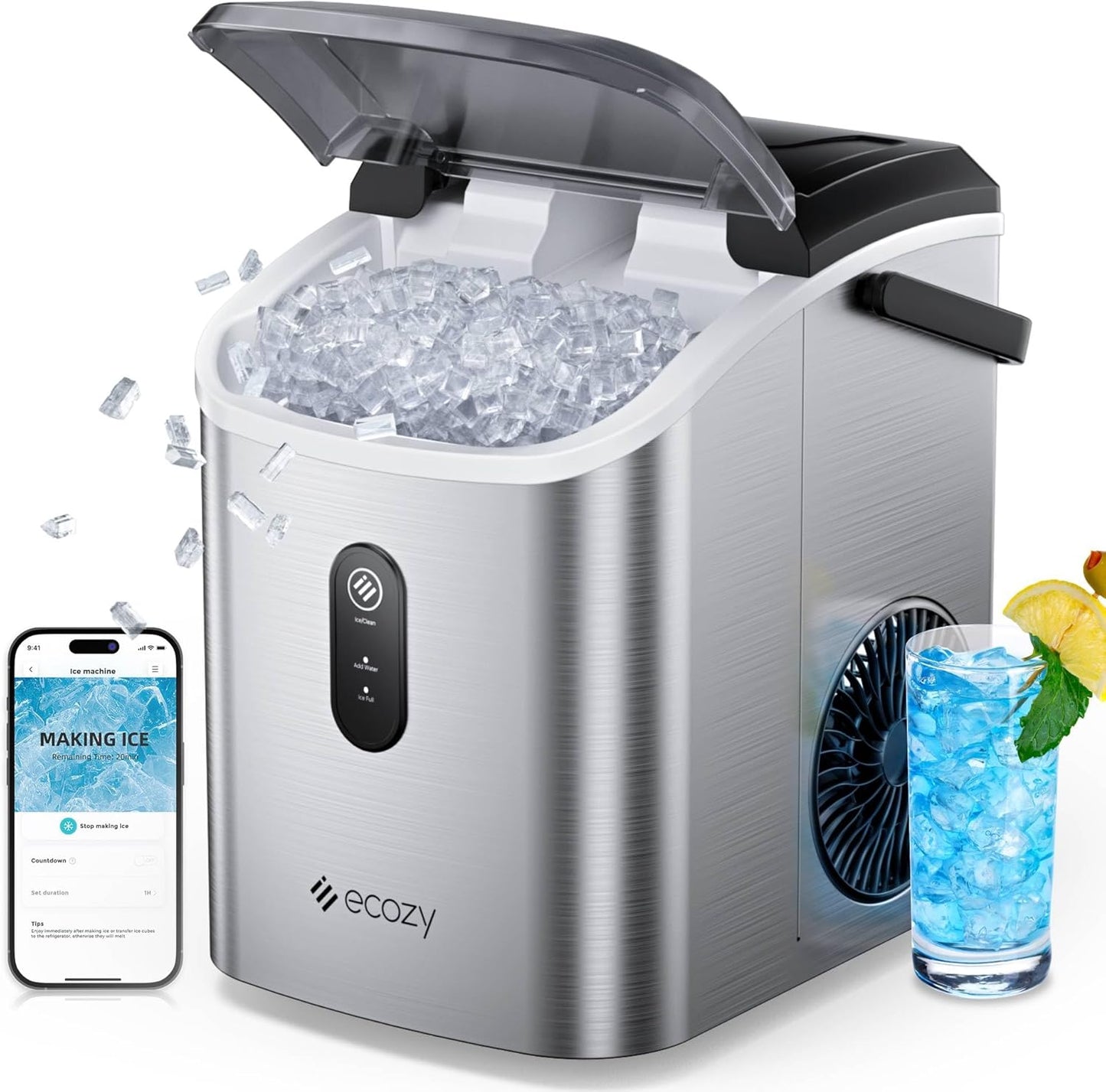 ecozy Nugget Ice Maker for Home, Travel, and Parties