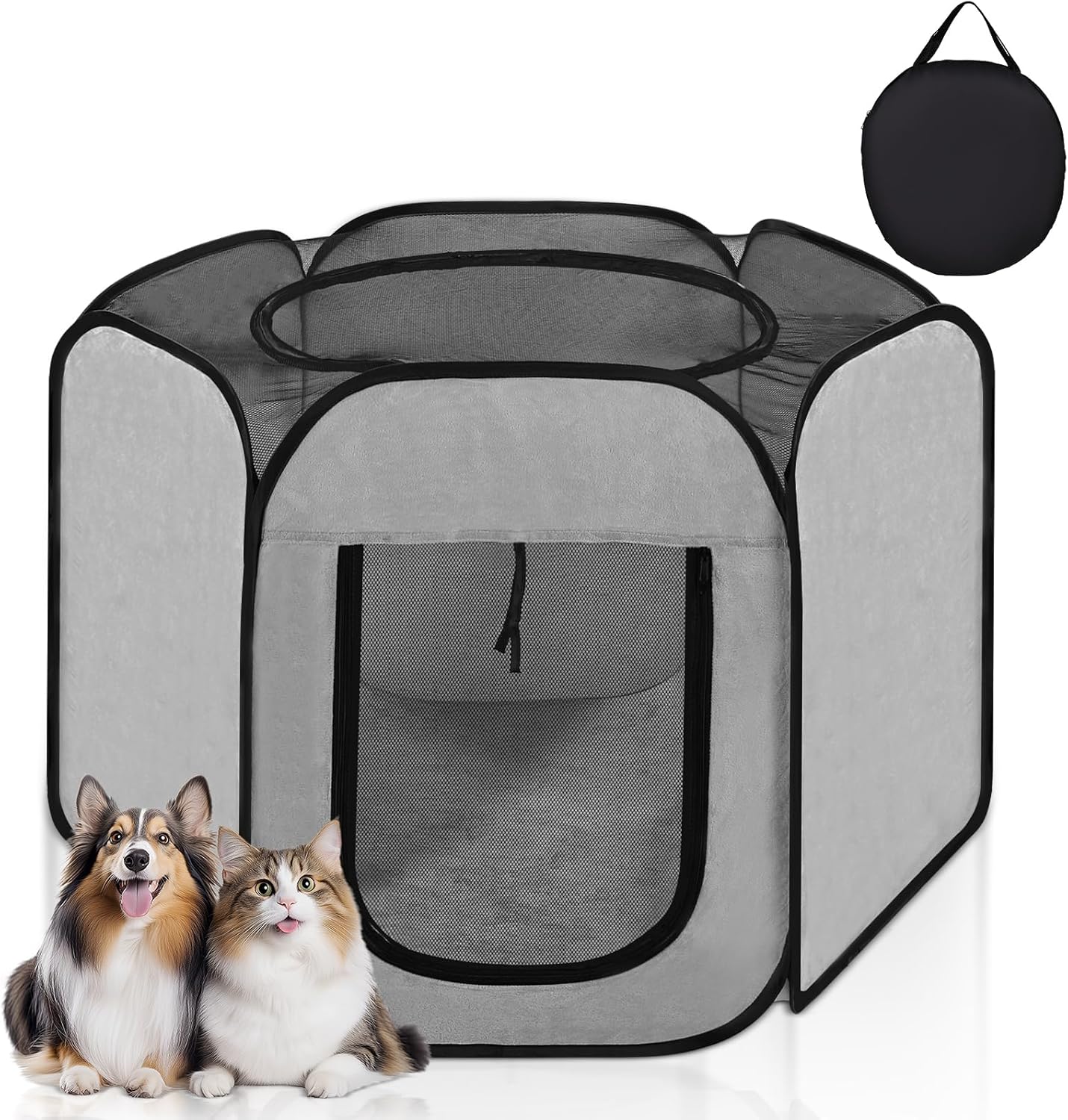 Portable Outdoor Cat Playpen with Zipper Top Cover