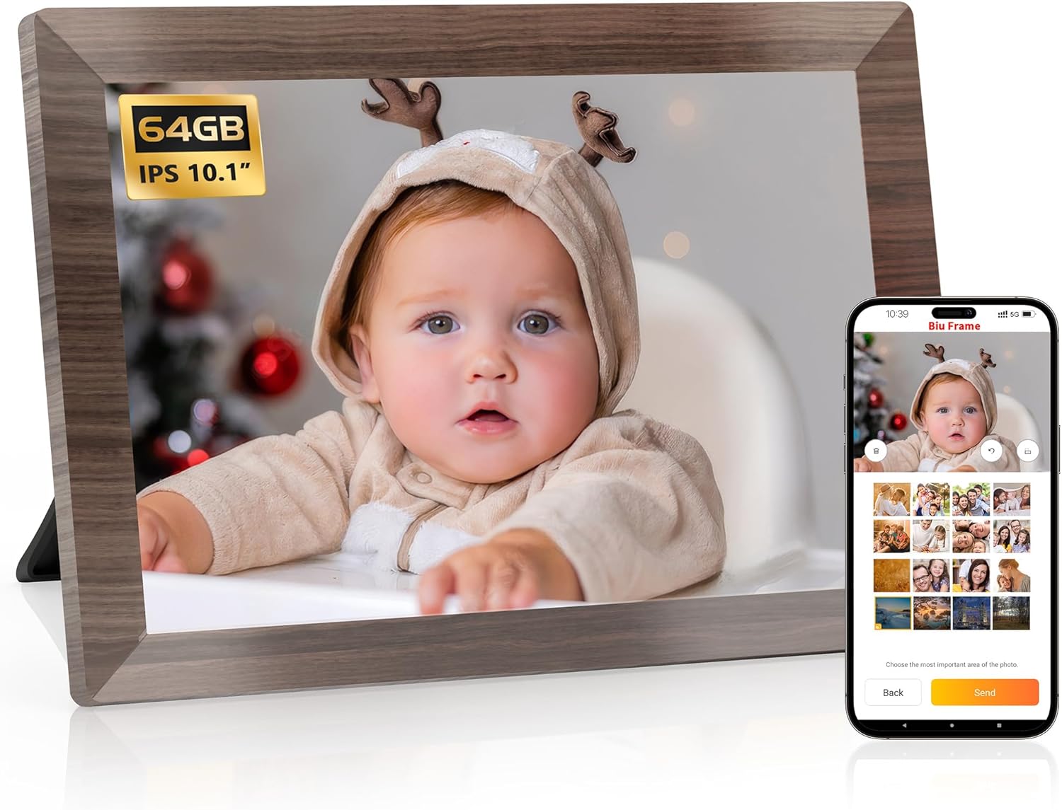 10.1 WiFi Digital Picture Frame with Touch Screen and 64GB Storage