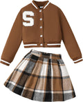 Girls 2 Piece Skirt Set Button Up Jacket and Pleated Mini (Style 1ZPF)