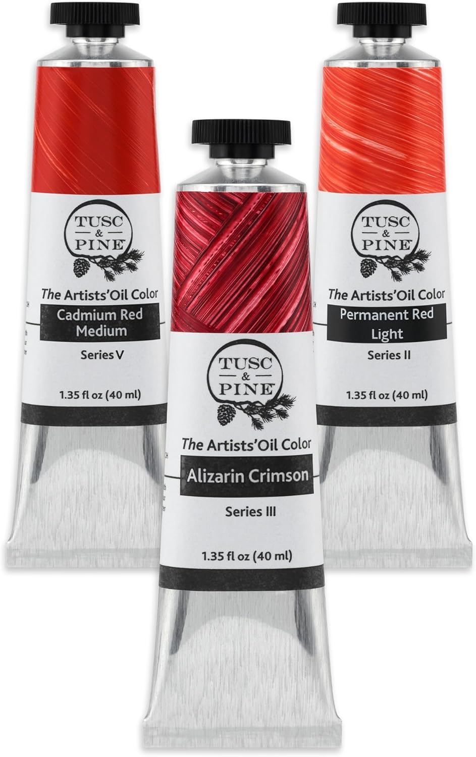 Tusc & Pine Artist Oil Paint Set of 3 Assorted Red Colors