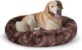 Oval Calming Donut Cuddler Dog Bed - Ultra Soft Faux Fur Pet Bed