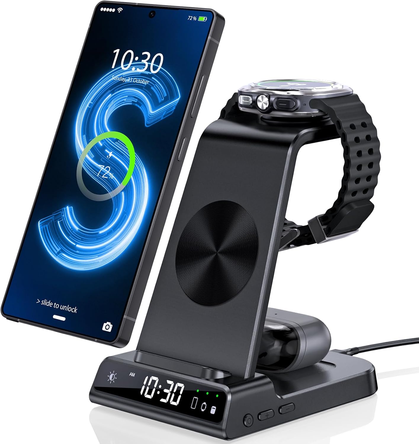 3 in 1 Wireless Charger for Samsung Galaxy Devices with Clock