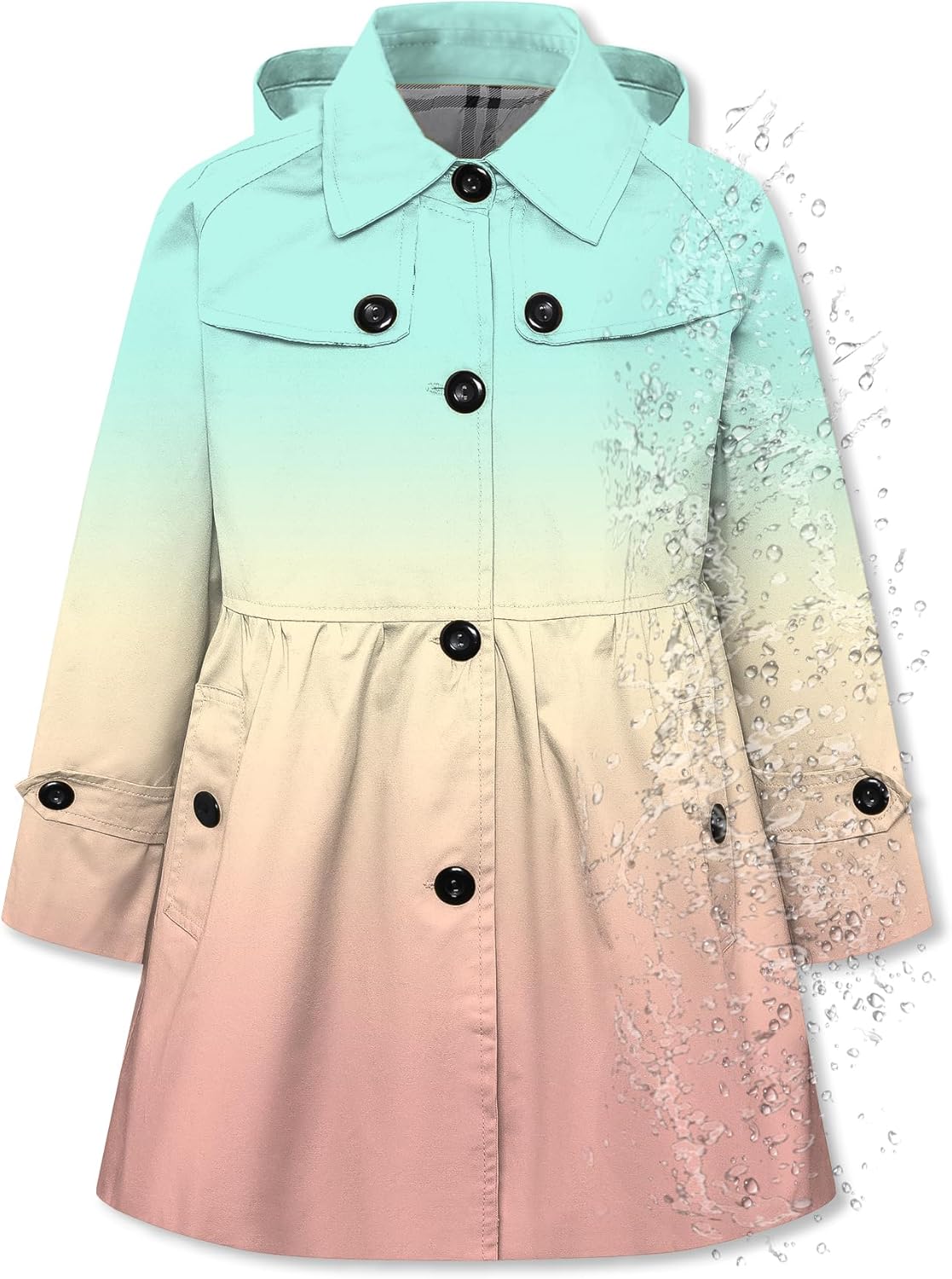 Girl's Lightweight Waterproof Hooded Rain Jacket for Kids