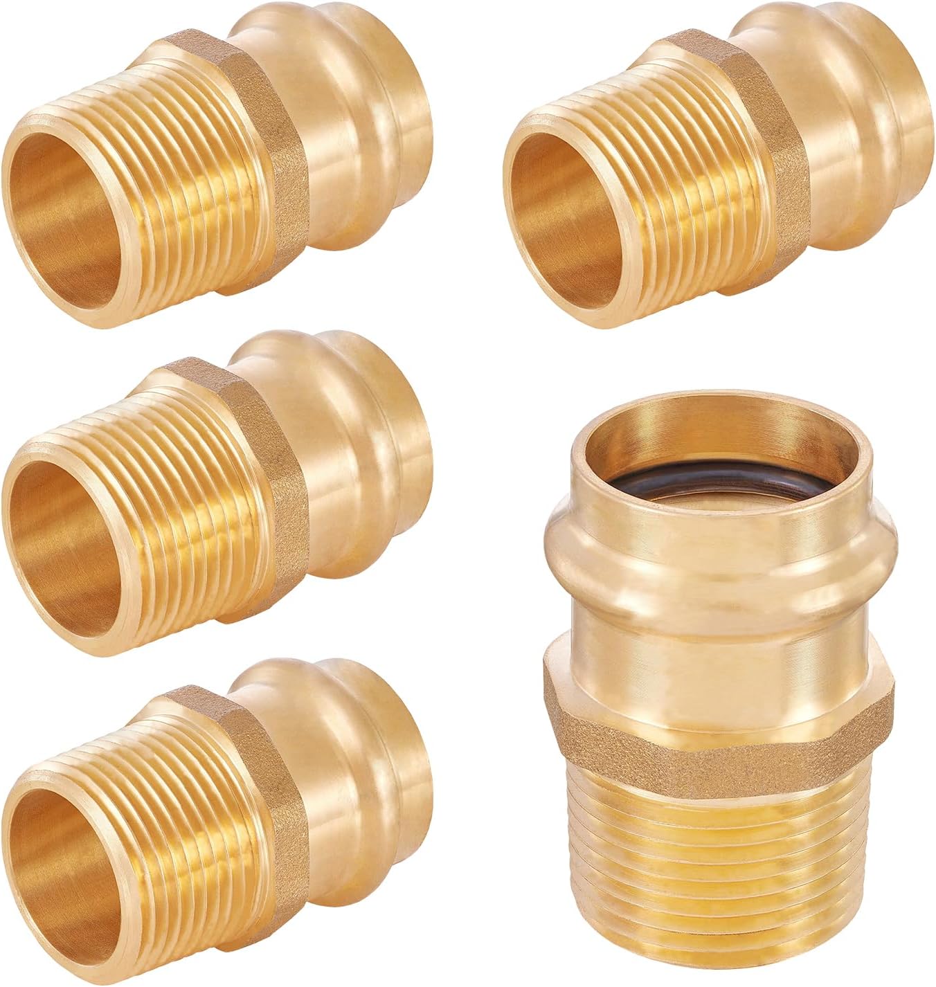 HeSun 5-Pack Brass Press Fitting Adapter for Plumbing Needs