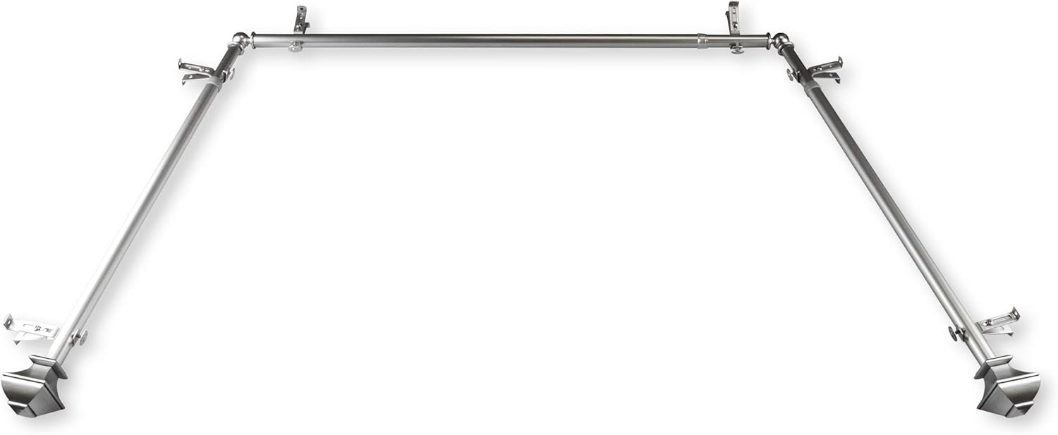 Rod Desyne Bay Window Curtain Rod, Adjustable Lengths, Satin Nickel