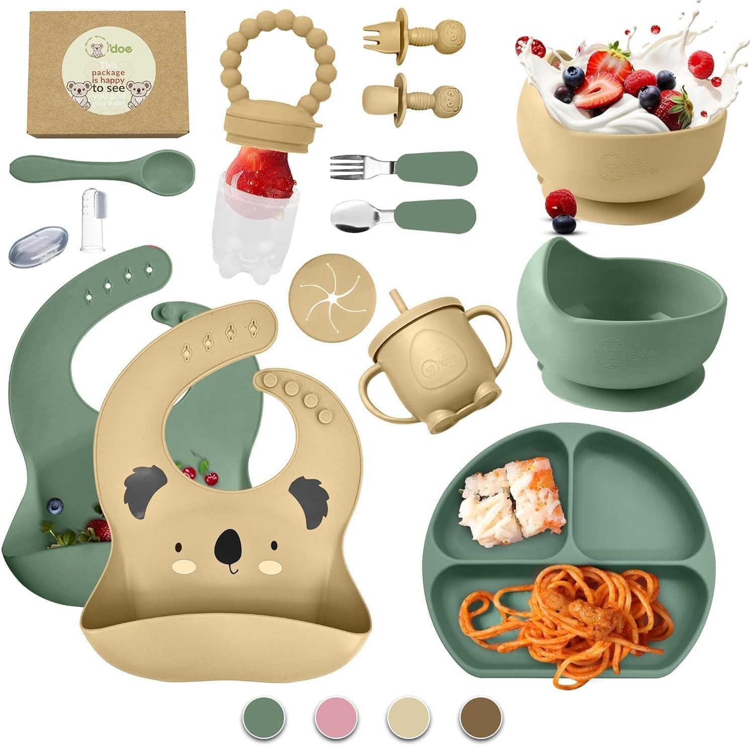 O'doe 17-Piece BPA-Free Silicone Baby Feeding Set for Easy Meals