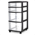 HOMZ Drawer Tower 4-Tier Clear Plastic Storage Organizer Cart