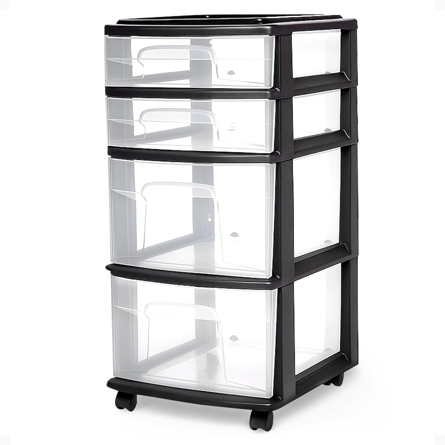 HOMZ Drawer Tower 4-Tier Clear Plastic Storage Organizer Cart